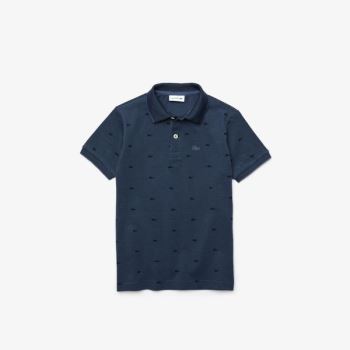 Lacoste Allover Croc-Print Polo Blankyt Tmavě Blankyt Blankyt | I3G9KgA5