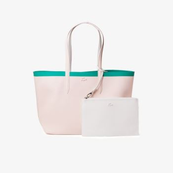 Lacoste Anna Reversible Contrast Band Coated Platene Tote Bag Růžové Bílé | x8JUxWoX