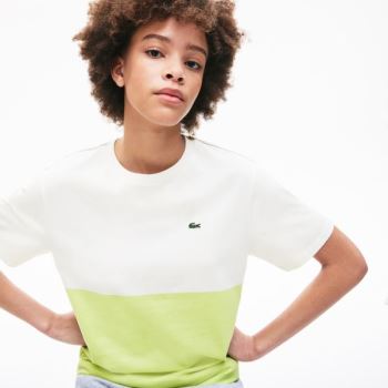 Lacoste Bavlněné Color-Block T-Shirt Žluté Bílé Šedé | c5P7aSfG