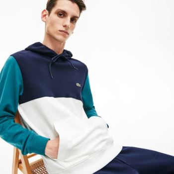 Lacoste Bavlněné-Piqué and French Terry Colorblock Sweatshirt Bílé Tmavě Blankyt Blankyt Zelene | sWPCT2oI