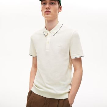 Lacoste Bavlněné-Silk Piqué Polo Shirt Bílé Černé | iwcQdy2B