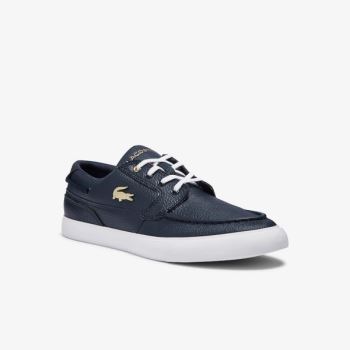 Lacoste Bayliss Deck Læder Sneakers Tmavě Blankyt Bílé | ej0EKyTD