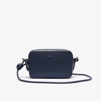 Lacoste Chantaco Matte Piqué Læder Shoulder Bag Tmavě Blankyt Blankyt | 8VFgBM1n