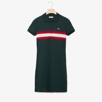 Lacoste Color Block Stripe Polo Šaty Zelene Tmavě Červené Světle Růžové | Vq5yQz7C