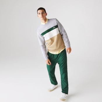 Lacoste Colorblock Fleece Crew Neck Sweatshirt Béžový Bílé Zelene Šedé | jScDBOrk