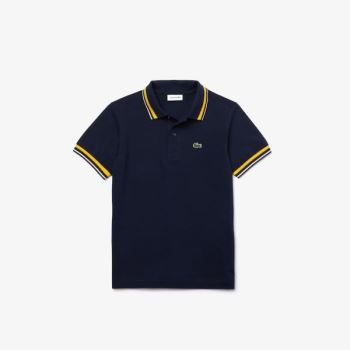 Lacoste Contrast Detail Bavlněné Piqué Polo Tmavě Blankyt Blankyt Bílé | jQVVTZQz