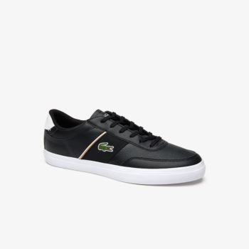 Lacoste Court-Master Tumbled Læder Sneakers Černé Bílé | aQ3Hftog