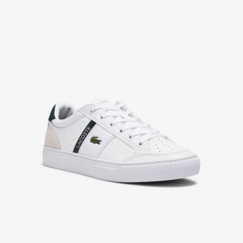 Lacoste Courtline Læder and Textilní Sneakers Bílé | 0Icfdss7