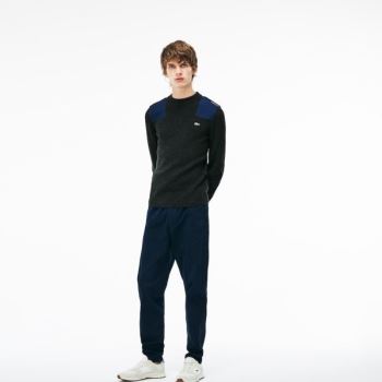 Lacoste Crew Neck Colorblock Ribbed Wool And Bavlněné Svetrové Šedé Tmavě Blankyt Blankyt | XQ0i9ZXk