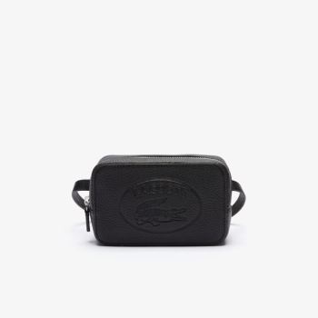 Lacoste Croco Crew Embossed Logo Grained Læder Belt Bag Černé | D9GqVFKF