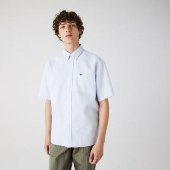 Lacoste Krátké-Sleeved Lehké Bavlněné Shirt Světle Blankyt Bílé | cDyMJY2O