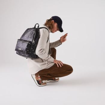 Lacoste LCST Printed Coated Platene Backpack Černé | xeQmvKrQ