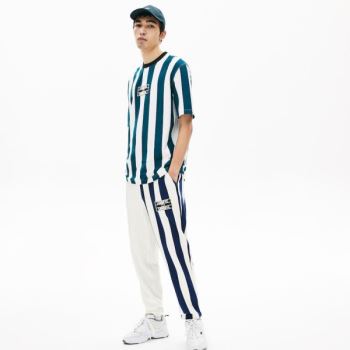 Lacoste LIVE Bicolor Fleece Tracksuit Pants Bílé Tmavě Blankyt Blankyt Bílé | FGDmP7Hq