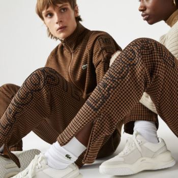 Lacoste LIVE Houndstooth Print Fleece Tracksuit Pants Hnědé Černé | q7jZ2DAH