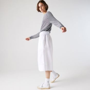 Lacoste Light Bavlněné Poplin Culottes Bílé | SwUCCbkJ