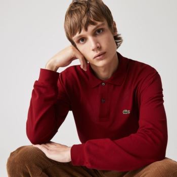 Lacoste Long-Sleeve Classic Fit L.12.12 Polo Tmavě Červené | gktufPUY