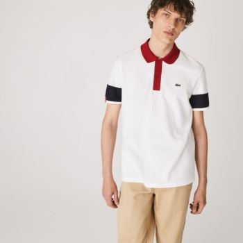 Lacoste Made in France Regular Fit Organic Bavlněné Polo Shirt Bílé Tmavě Blankyt Blankyt Tmavě Červené Bílé | pq5ltDLU