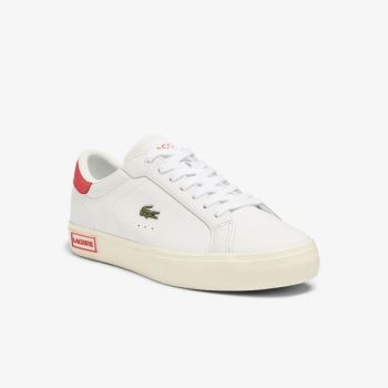 Lacoste Powercourt Læder Sneakers Bílé Růžové | aUS0IH7D