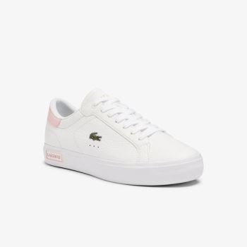 Lacoste Powercourt Læder and Syntetická Sneakers Bílé Světle Růžové | llZRQ5zV