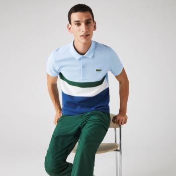 Lacoste Regular Fit Colorblock Bavlněné Piqué Polo Blankyt Bílé Zelene Blankyt | aVcj2Byq