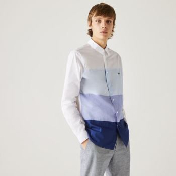 Lacoste Regular Fit Colorblock Bavlněné Shirt Tmavě Blankyt Blankyt Fialové Světle Blankyt Bílé | p5Bs2cVy