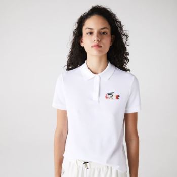 Lacoste Regular Fit Colored Crocodile Flowy Piqué Polo Bílé | nEQmwTeH