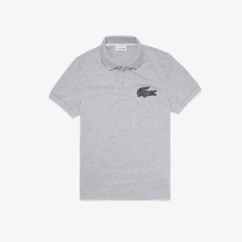 Lacoste Regular Fit Crocodile Badge Bavlněné Piqué Polo Shirt Bílé Červené | 46ADZY3T