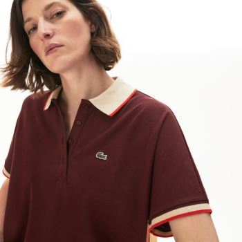 Lacoste Relaxed Fit Bavlněné Polo Tmavě Červené Béžový Červené | OgI7EDWM