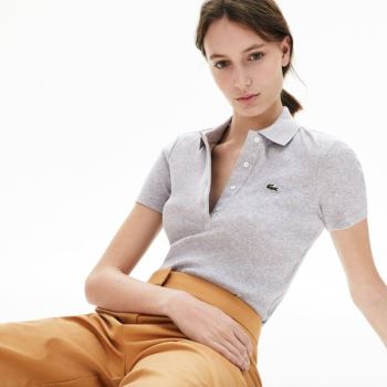 Lacoste Ribbed Bavlněné Polo Šedé | 0lKqNOWk