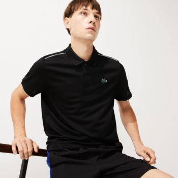 Lacoste SPORT Contrast Piping Prodyšný Piqué Polo Shirt Černé Bílé | XJysgpA2