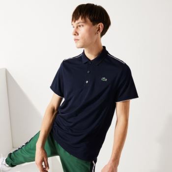 Lacoste SPORT Contrast Piping Prodyšný Piqué Polo Shirt Tmavě Blankyt Blankyt Bílé | hZneNOXS