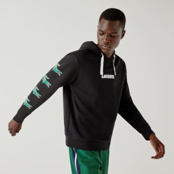 Lacoste SPORT Crocodile Print S Kapucí Bavlněné Sweatshirt Černé | edC0D3e4