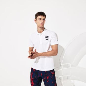 Lacoste SPORT Novak Djokovic Lehké Bavlněné Polo Bílé Tmavě Blankyt Blankyt | G8BXQz3K