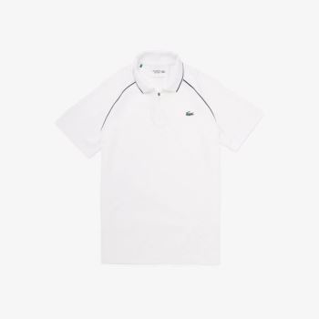 Lacoste SPORT Prodyšný Zippered Golfové Polo Shirt Bílé Tmavě Blankyt Blankyt | ZWXo7TRn