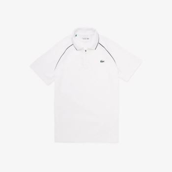 Lacoste SPORT Prodyšný Zippered Golfové Polo Shirt Bílé Tmavě Blankyt Blankyt | gQ84ZggL