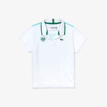 Lacoste SPORT Roland Garros V-Neck Polo Shirt Bílé Tyrkysové Zelene | iq891HgY