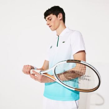 Lacoste SPORT Roland Garros Zip-Front Performance Polo Shirt Bílé Tyrkysové Zelene | TTszS0ui