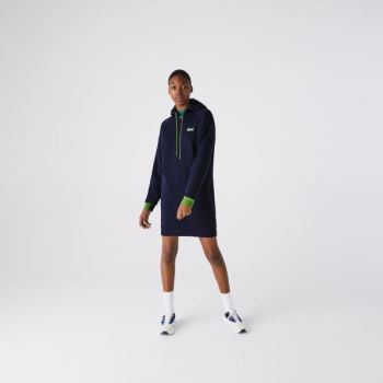 Lacoste SPORT S Kapucí Bavlněné Blend Sweatshirt Šaty Tmavě Blankyt Blankyt Zelene Černé | uztkww5k