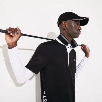 Lacoste SPORT Signature Prodyšný Golfové Polo Shirt Černé Bílé | rpcJWsW1