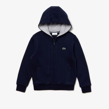 Lacoste SPORT Tenisové Zippered Fleece Sweatshirt Tmavě Blankyt Blankyt Šedé | E5KYlAJZ