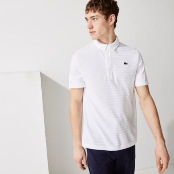 Lacoste SPORT Textured Prodyšný Golfové Polo Shirt Bílé | FwVNo8fx