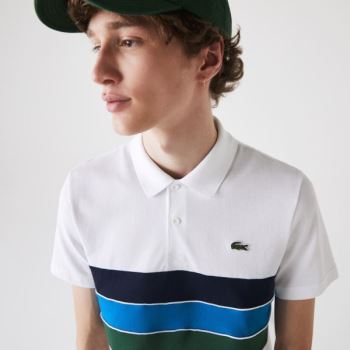 Lacoste SPORT Tricolor Paneled Lehké Bavlněné Polo Shirt Bílé Zelene Blankyt Tmavě Blankyt Blankyt Bílé | w0znmGbQ