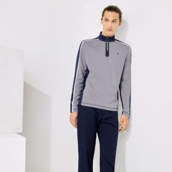 Lacoste SPORT Zip Stand-Up Collar Stretch Golfové Sweatshirt Šedé Tmavě Blankyt Blankyt Bílé | dM1hzqvk