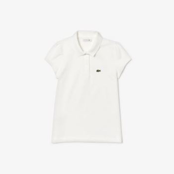 Lacoste Scalloped Collar Mini Piqué Polo Shirt Bílé | OJnTxc31