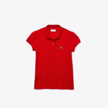 Lacoste Scalloped Collar Mini Piqué Polo Shirt Červené | pTWqnzpl