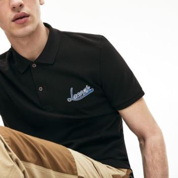 Lacoste Signature Bavlněné Polo Černé | nmAi3QmR