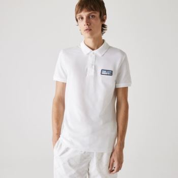 Lacoste Slim Fit Solid Bavlněné Piqué Polo With Badge Bílé | axMktsRc