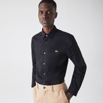 Lacoste Slim Fit Stretch Bavlněné Poplin Shirt Černé | IwhmeWOe