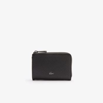 Lacoste Soft Mate Matte Full-Grain Læder Zippered Card Holder Černé | bjehteMF