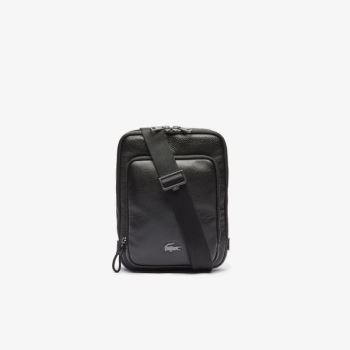 Lacoste Soft Matte Full-Grain Læder Byty Crossbody Bag Černé | Ola4aQlo